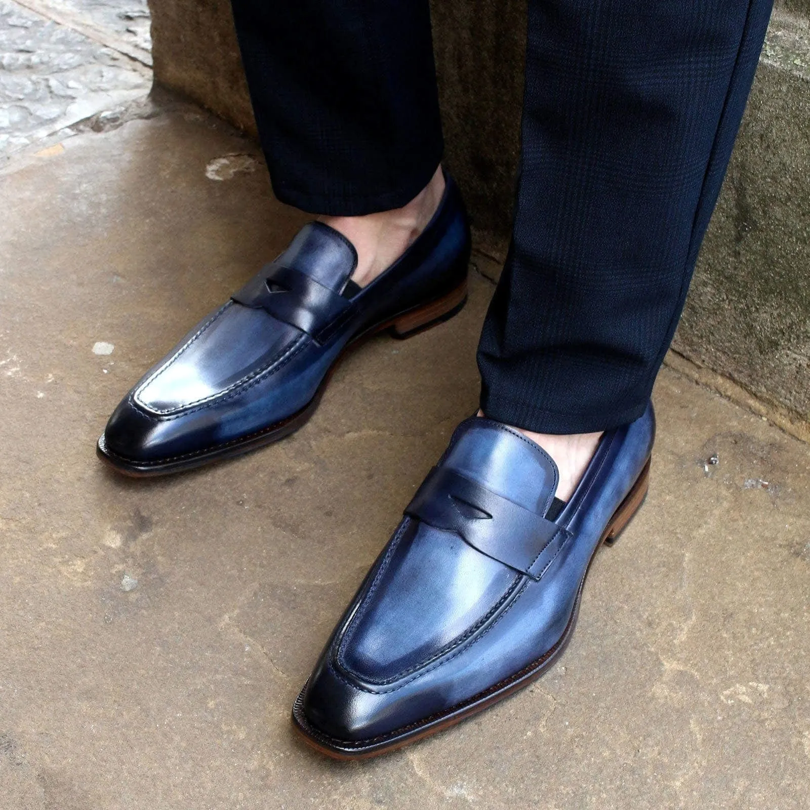 Mens Stylish Blue Hampton Penny Loafers - Classic & Comfortable Footwear