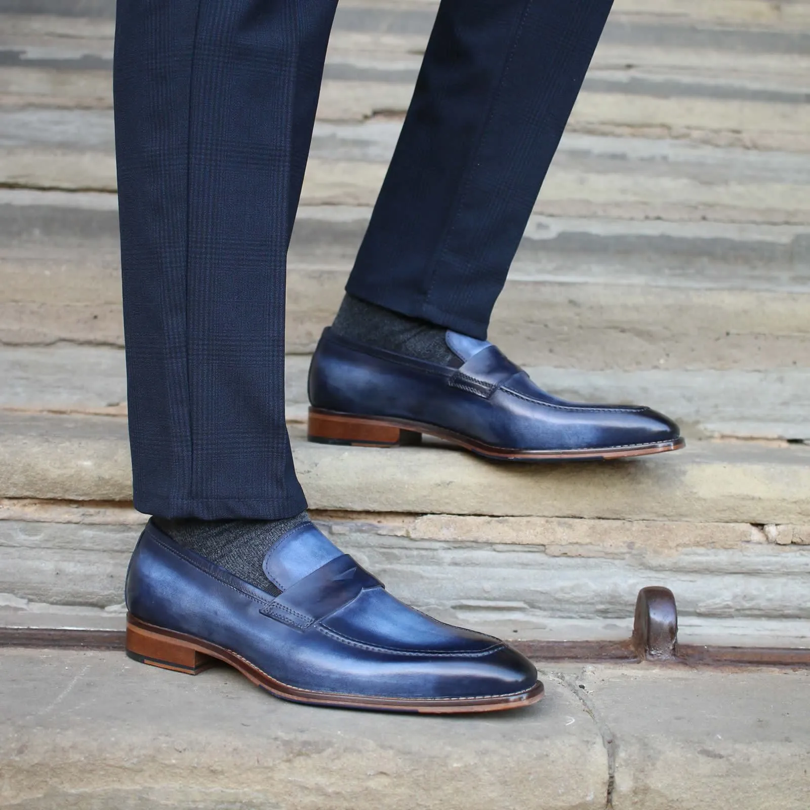 Mens Stylish Blue Hampton Penny Loafers - Classic & Comfortable Footwear