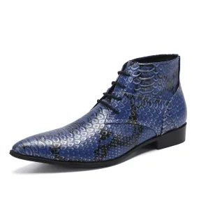 High Top Pointed Animal Pattern Men Boots