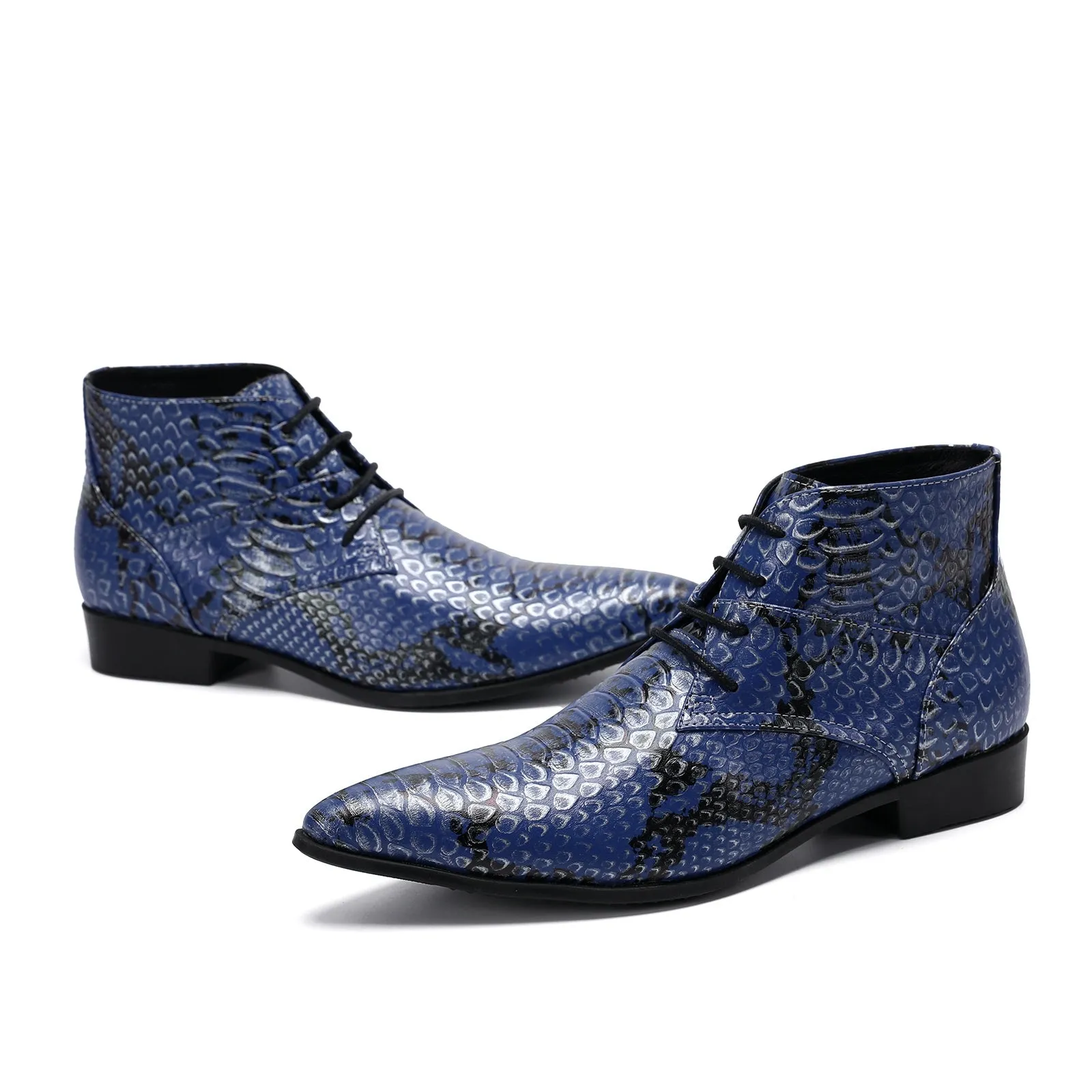 High Top Pointed Animal Pattern Men Boots