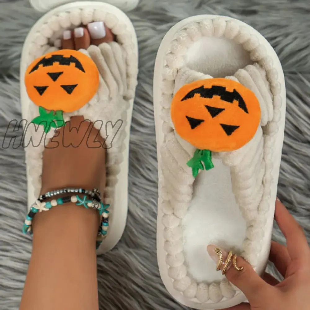 Hnewly - Cream White Casual Living Patchwork Round Comfortable Shoes