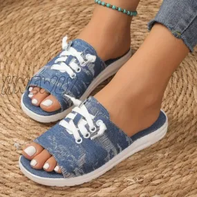 Hnewly - Deep Blue Casual Patchwork Round Comfortable Shoes