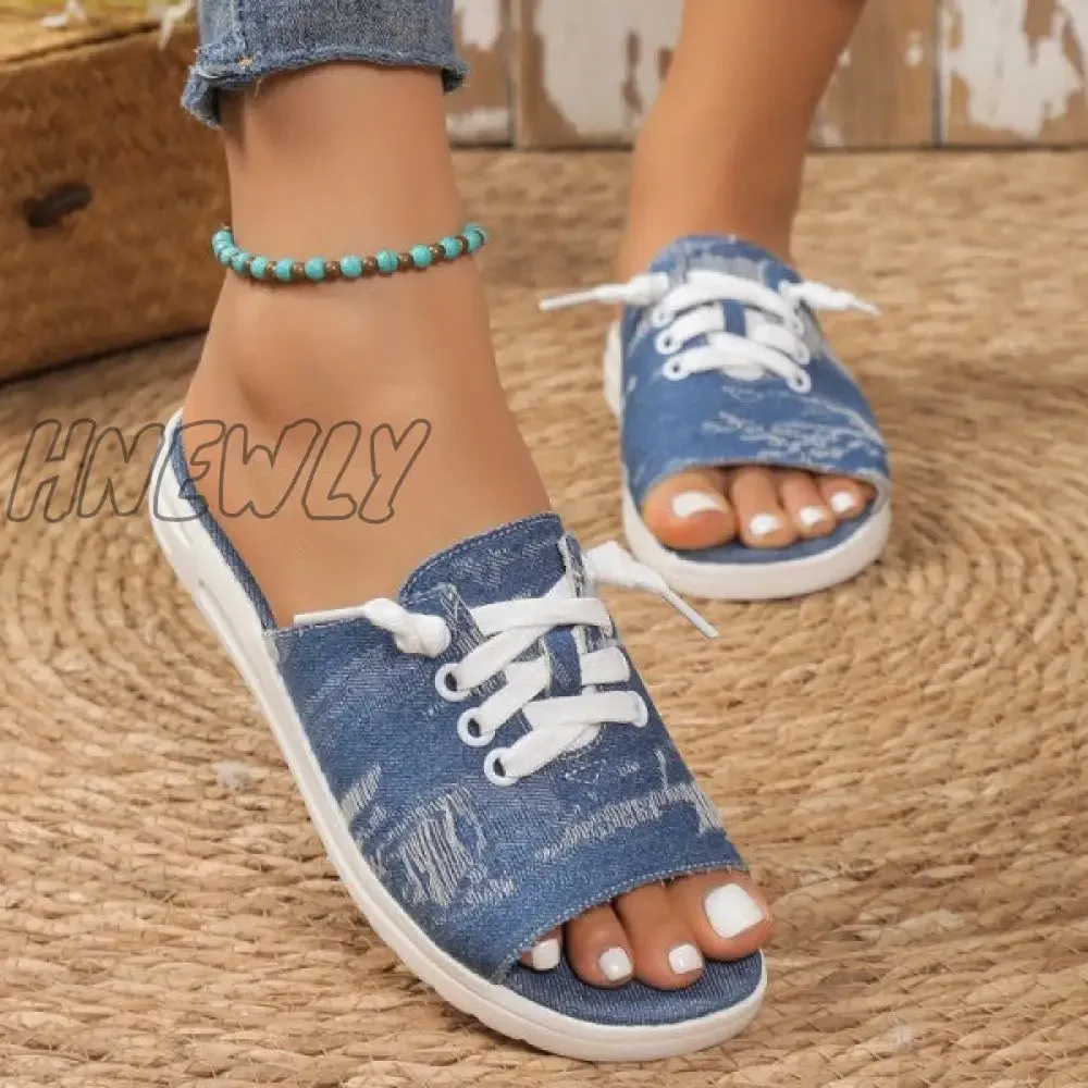 Hnewly - Deep Blue Casual Patchwork Round Comfortable Shoes