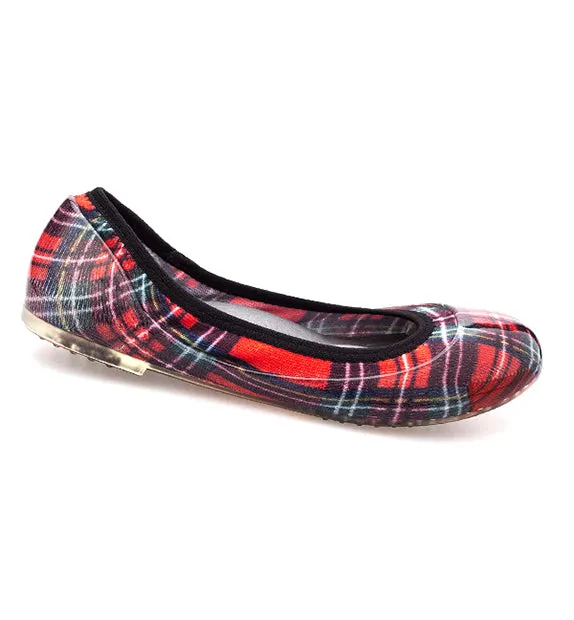 ja-vie red plaid jelly flats shoes