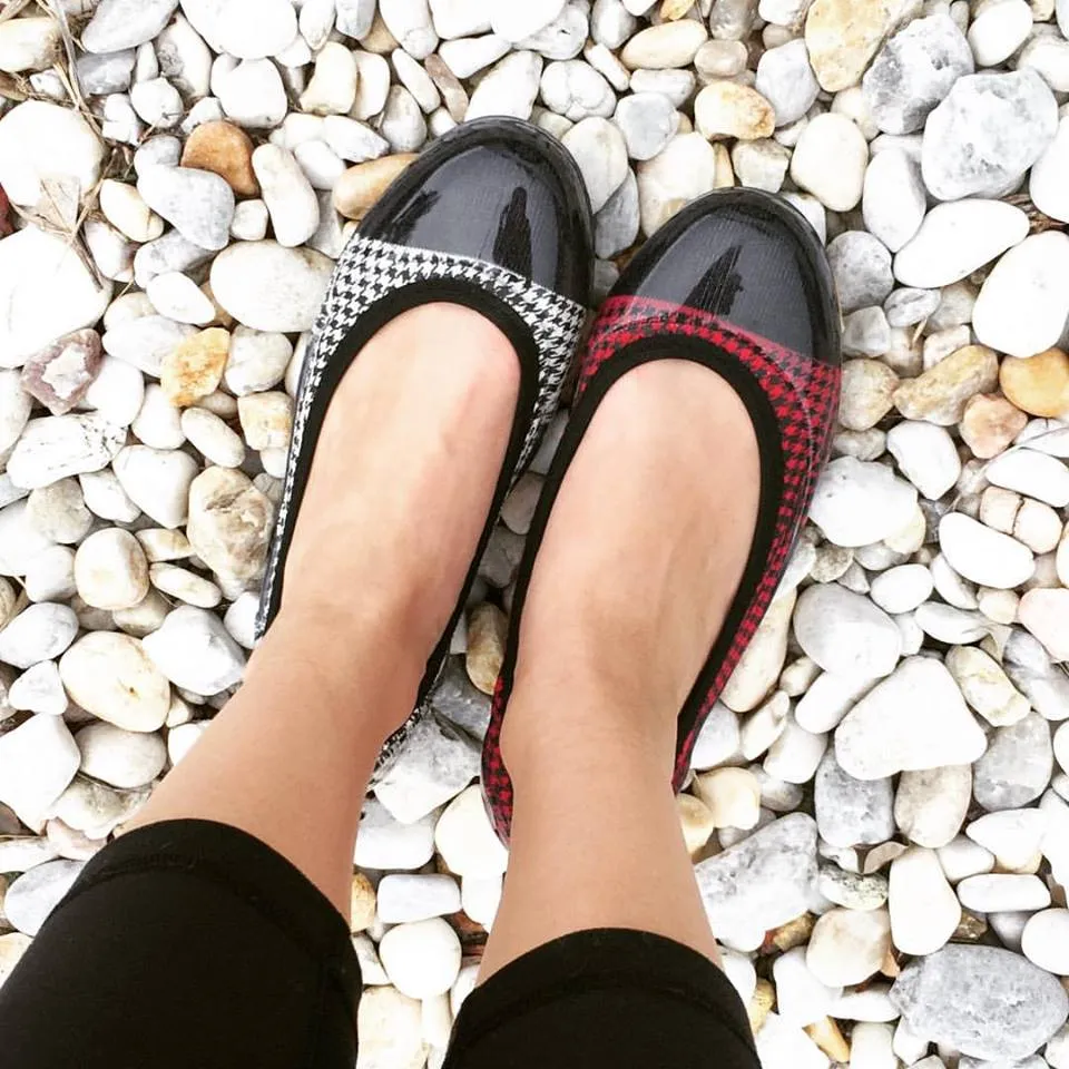 ja-vie red/black houndstooth jelly flats shoes