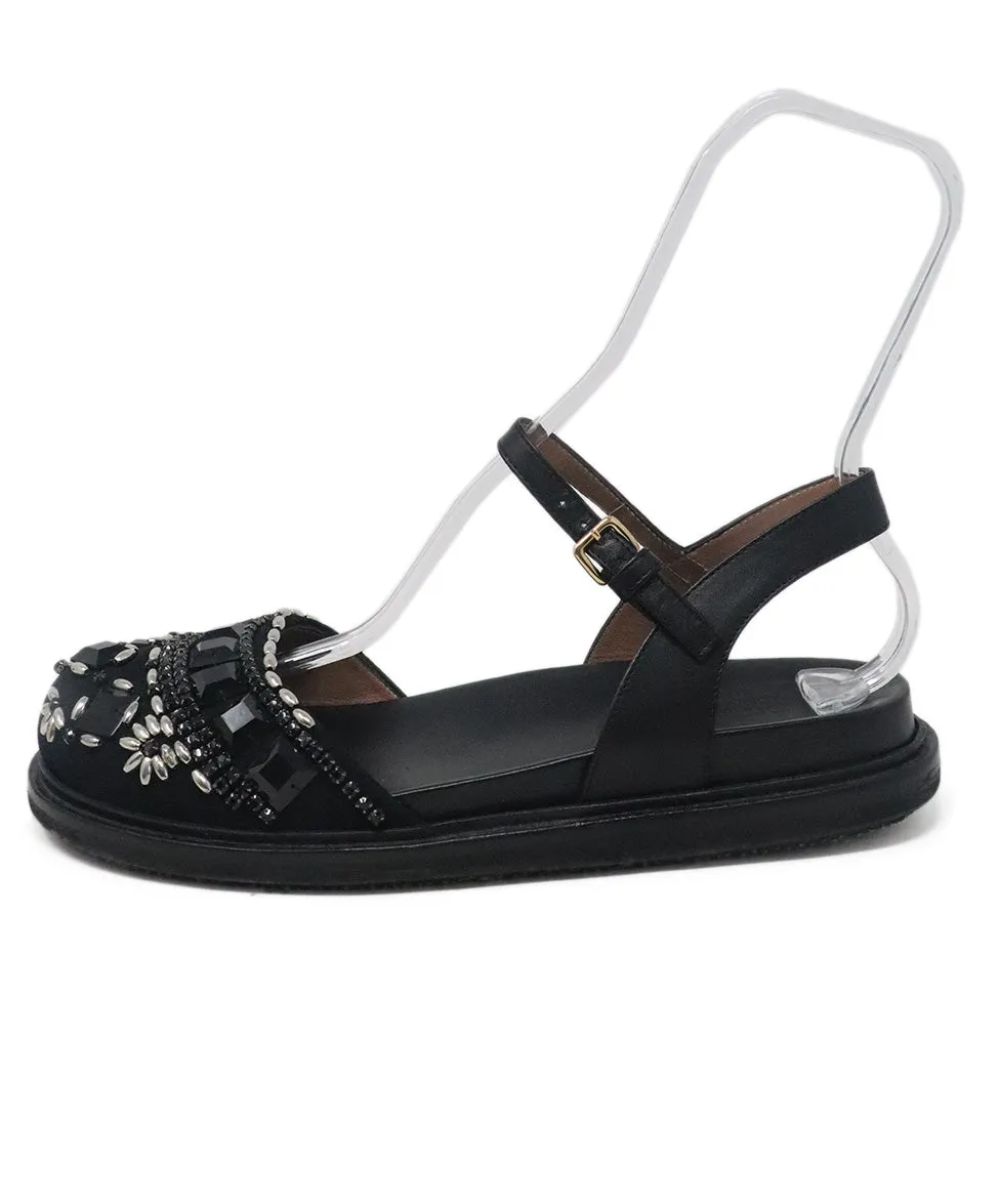 Marni Black Leather Beaded Flats sz 10