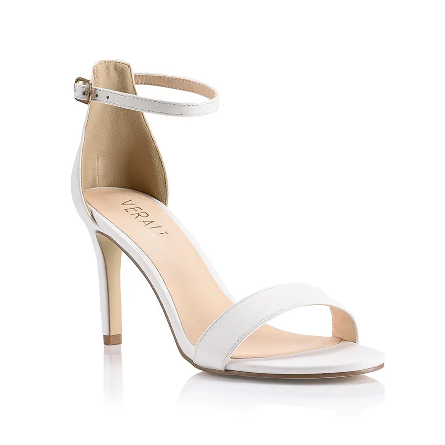 Mattie Strappy Heels - White Smooth