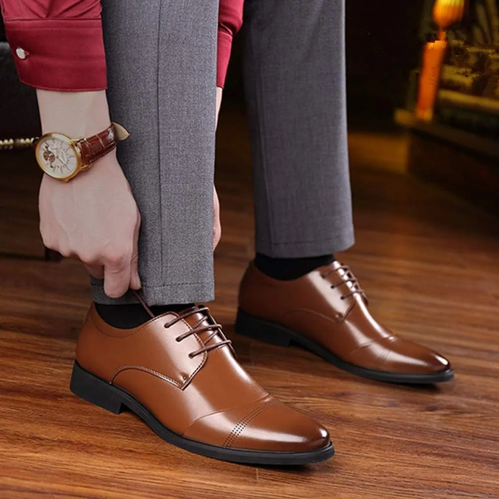 Men Casual Leather Oxfords Business Work Driving Loafers Walking Shoes Fashionable Boat Moccasins