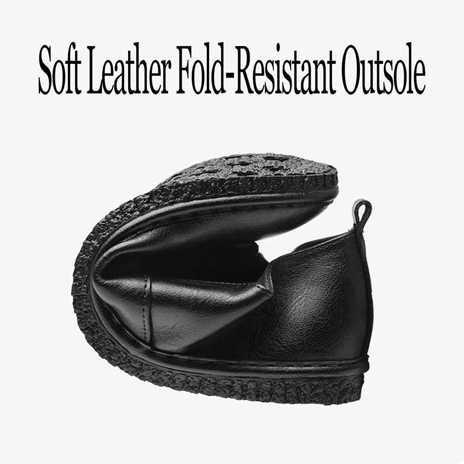 Men's Leather Round Toe Flat Slip-On Loafers Casual Low Top Hollow Out Breathable Penny Sandals Comfortable Non-Slip Soft Bottom Driving Work Shoes