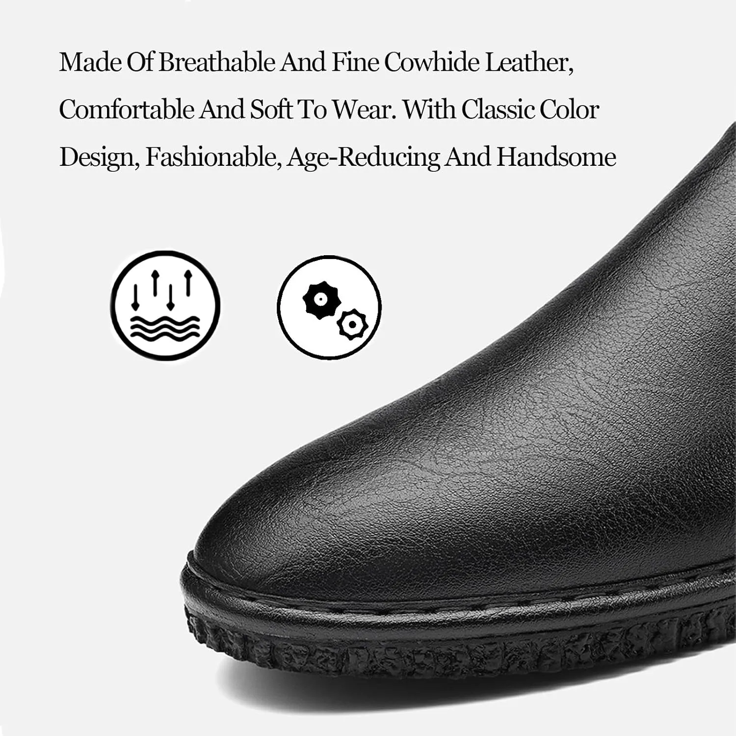 Men's Leather Round Toe Flat Slip-On Loafers Casual Low Top Hollow Out Breathable Penny Sandals Comfortable Non-Slip Soft Bottom Driving Work Shoes
