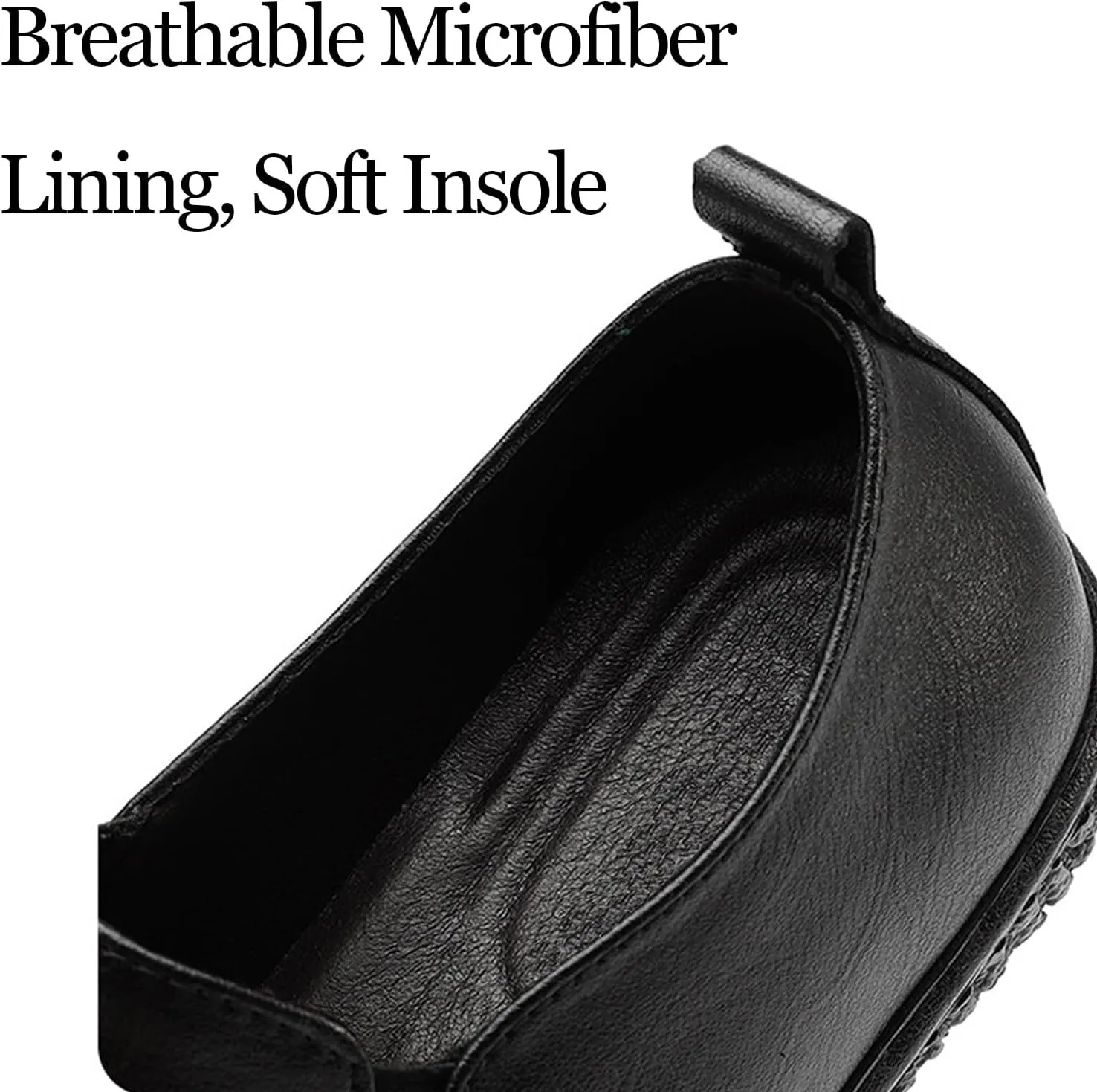 Men's Leather Round Toe Flat Slip-On Loafers Casual Low Top Hollow Out Breathable Penny Sandals Comfortable Non-Slip Soft Bottom Driving Work Shoes