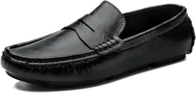 Men's Loafers Shoes Penny Loafer Genuine Leather Stitching Details Round Toe Resistant Flat Heel Lightweight Prom Walking Slip On