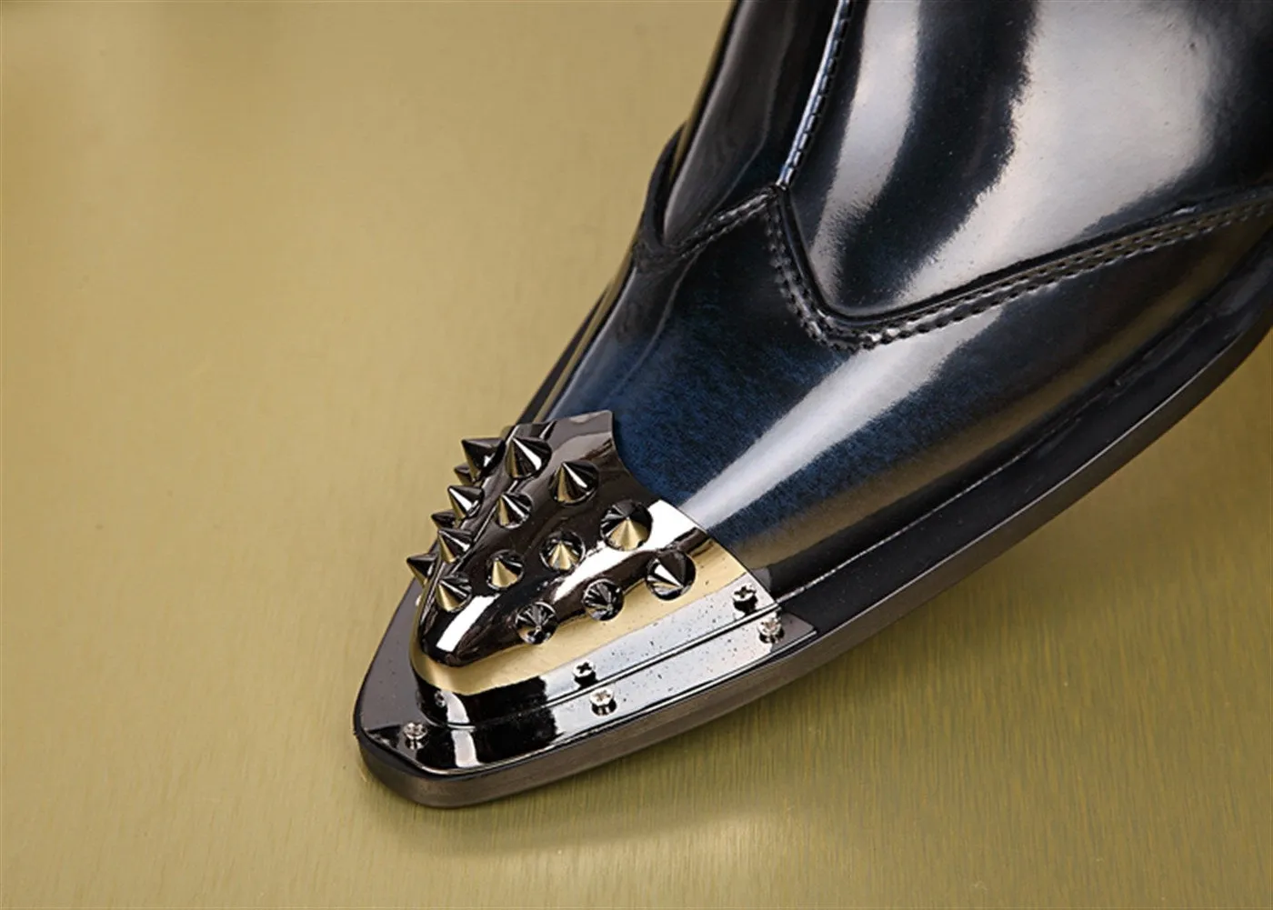 Mens Zip Pointed Belt Boots