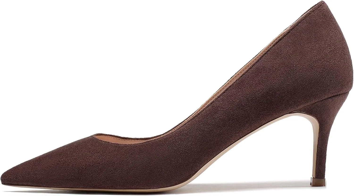 Mettesally Women's Kitten Heels Pointed Toe Suede Pumps Mid Heel Comfortable Slip On Party Dress Shoes
