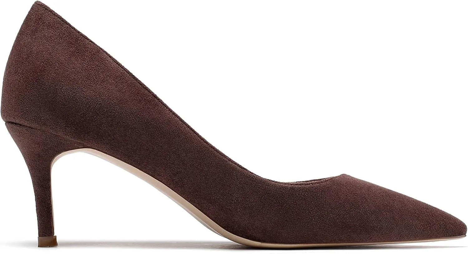 Mettesally Women's Kitten Heels Pointed Toe Suede Pumps Mid Heel Comfortable Slip On Party Dress Shoes