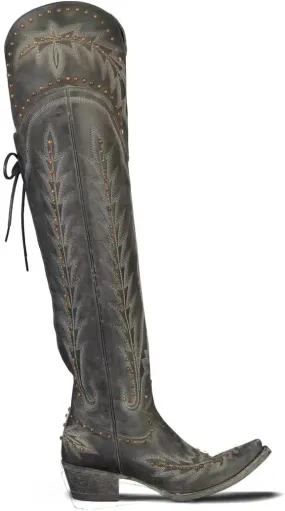 MissHeel Studded Over the Knee Cowboy Boots for Women Adjustable Thigh High Cowgirl Boots