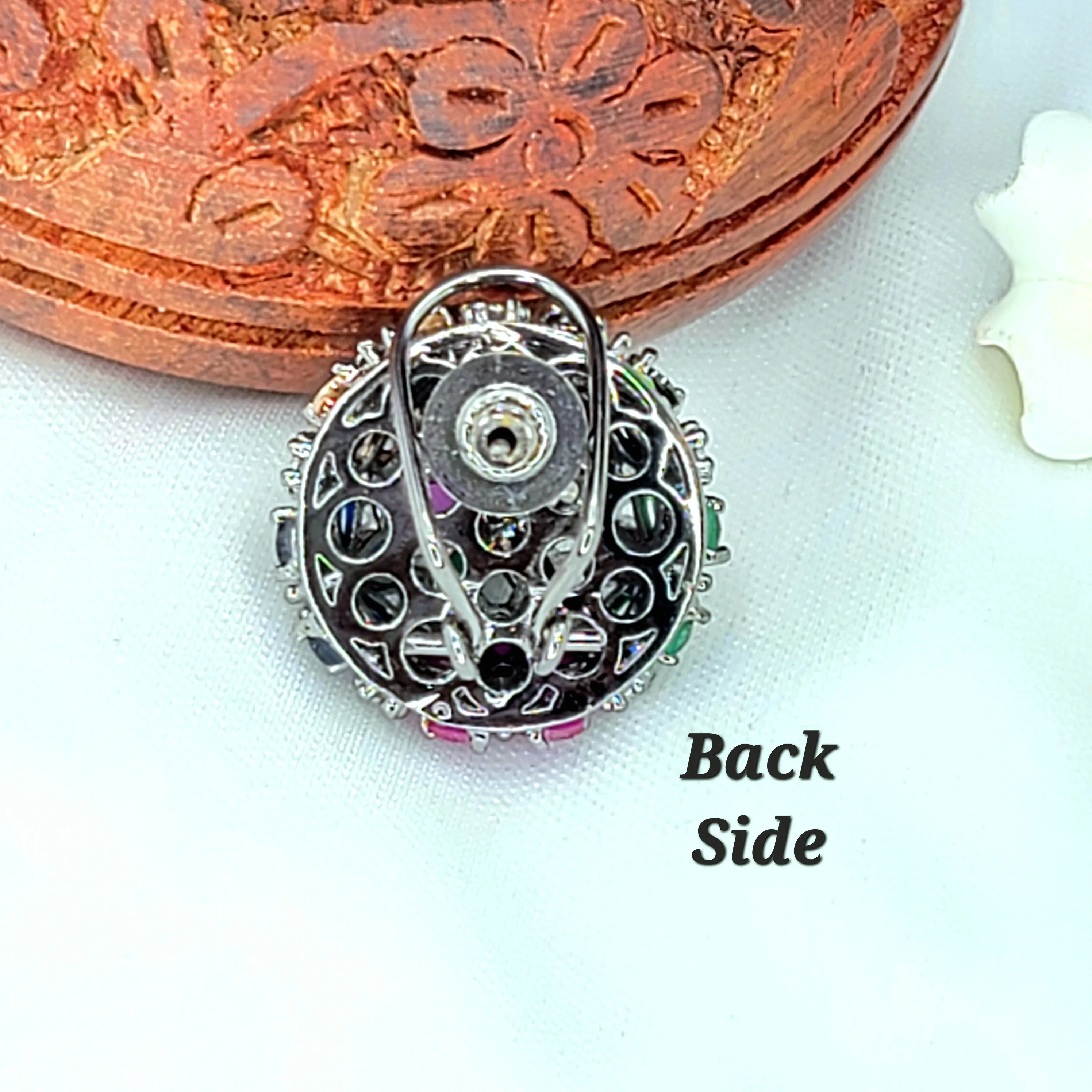 Multicolor Floral Victorian AD Zircon Stud Earring