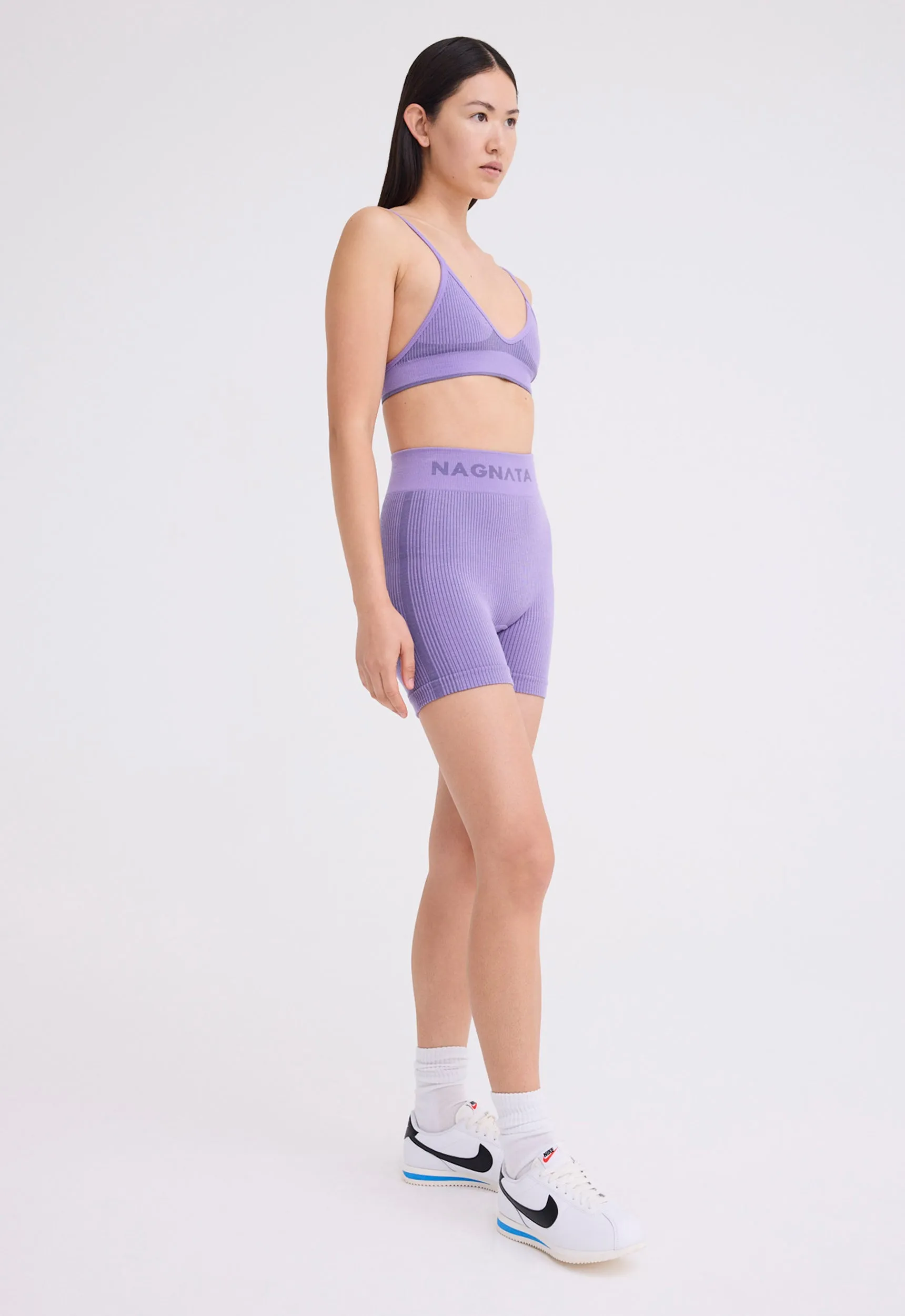 Iris Purple NAGNATA Ballet Wool Mini Shorts with Enhanced Features