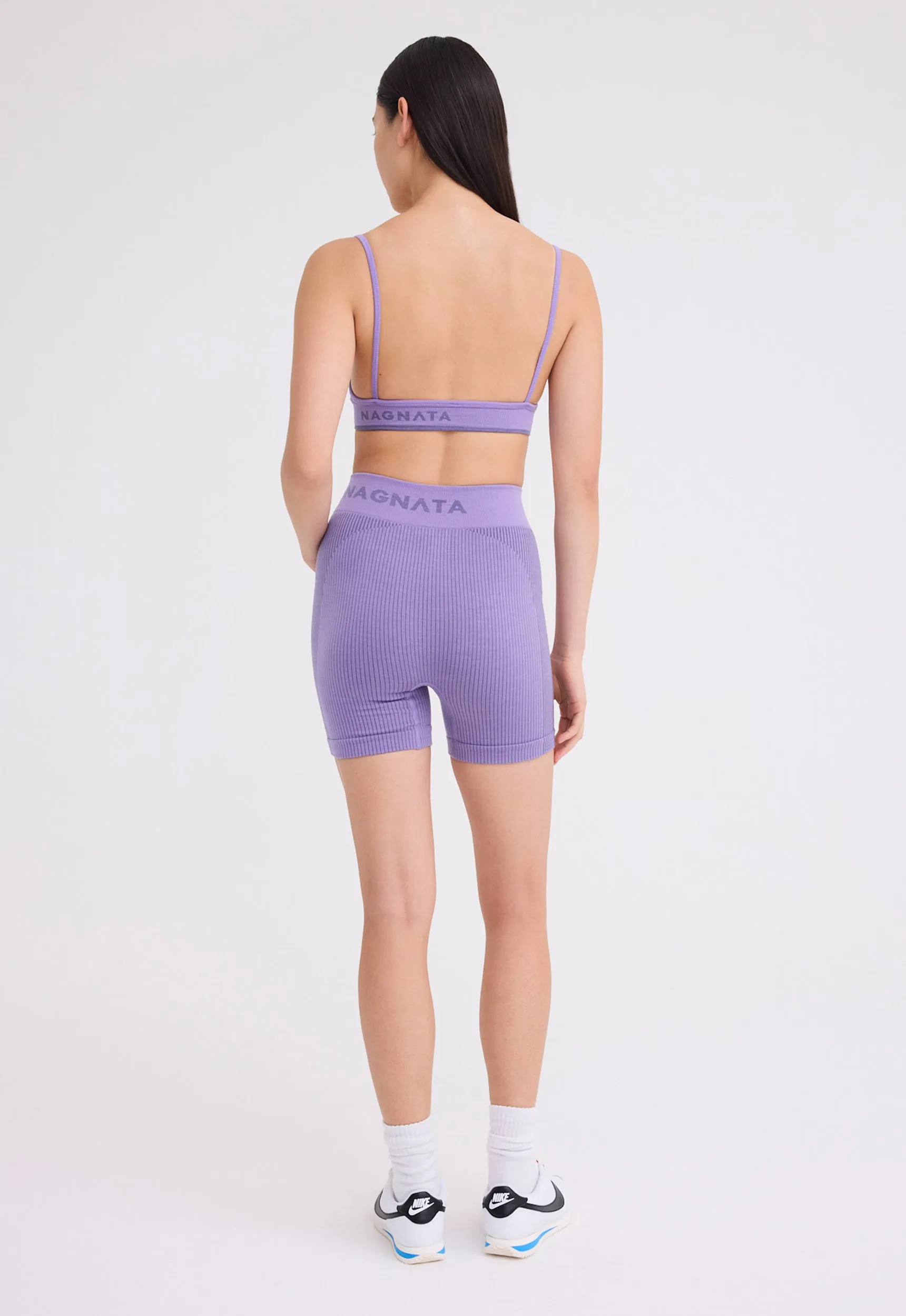 Iris Purple NAGNATA Ballet Wool Mini Shorts with Enhanced Features