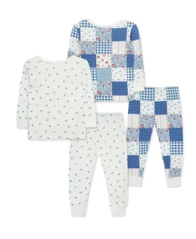 Patchwork 4-Piece Bamboo Pajama Set (2T-4T)