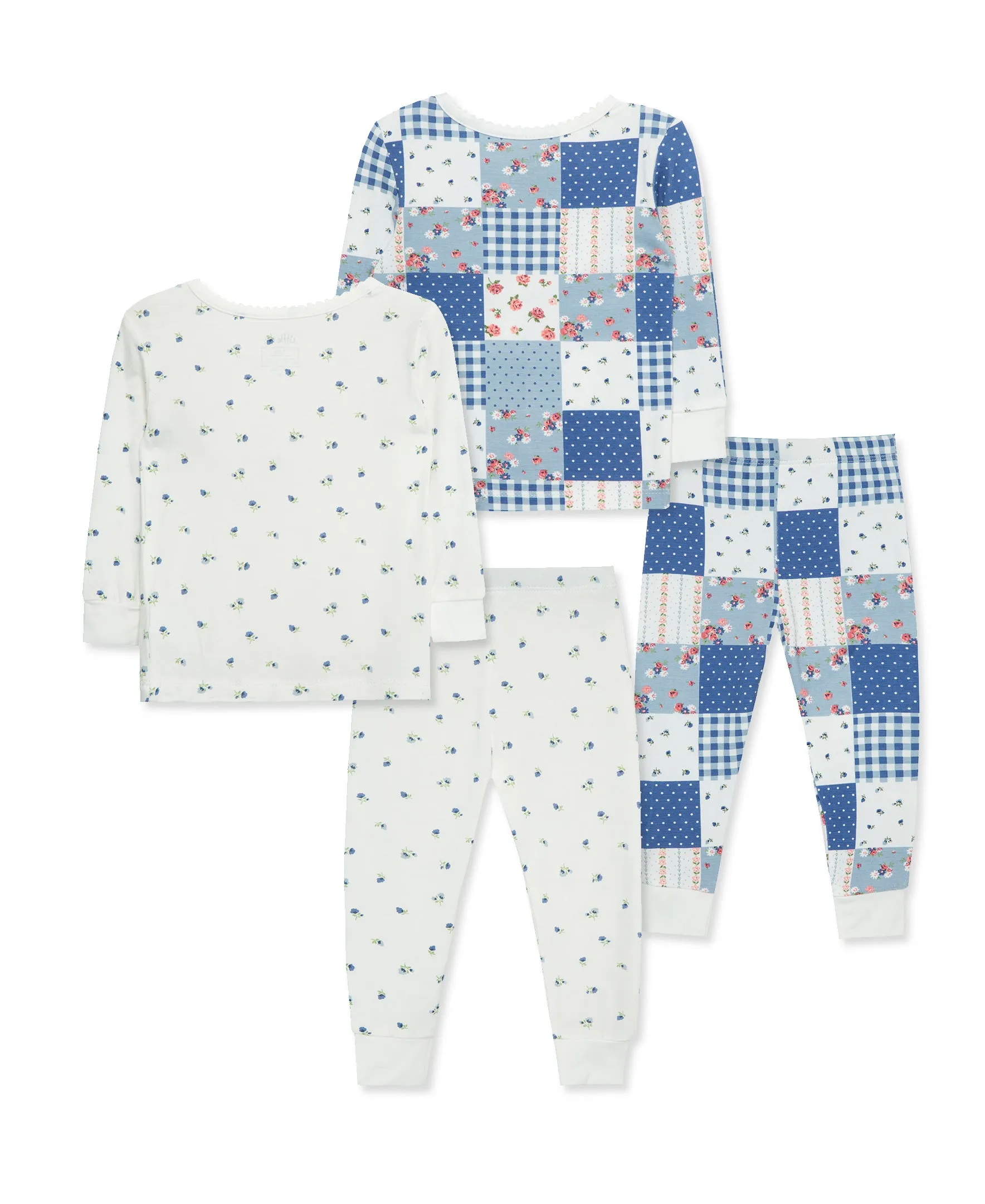 Patchwork 4-Piece Bamboo Pajama Set (2T-4T)