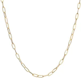 PAVOI 14K Gold Plated Curb Paperclip Box Sphere Bead Snake and Figaro Chain Adjustable Necklace