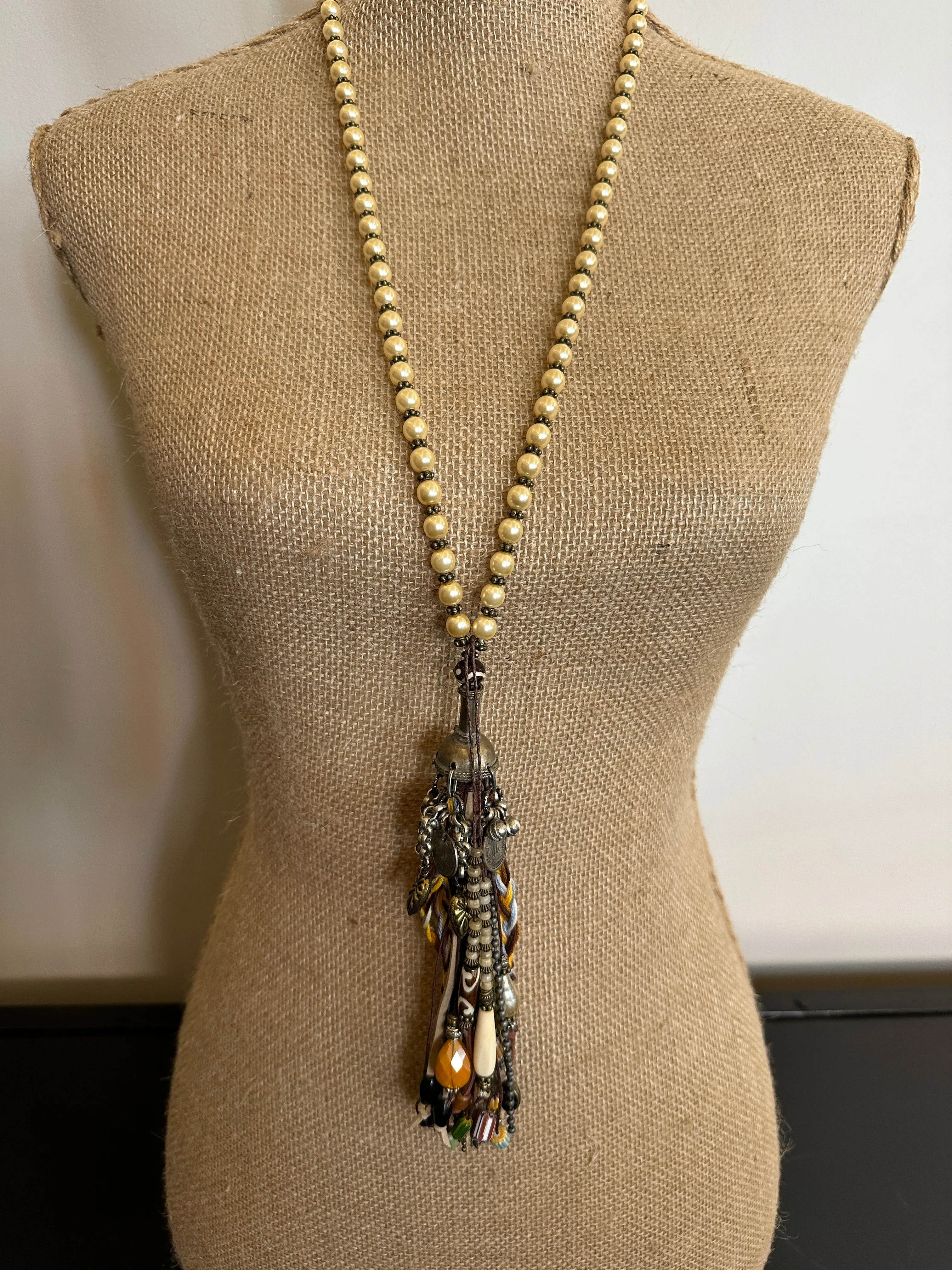 Pearl Strand with Multi Tassel - Amy Kaplan for Bourbon Cowgirl