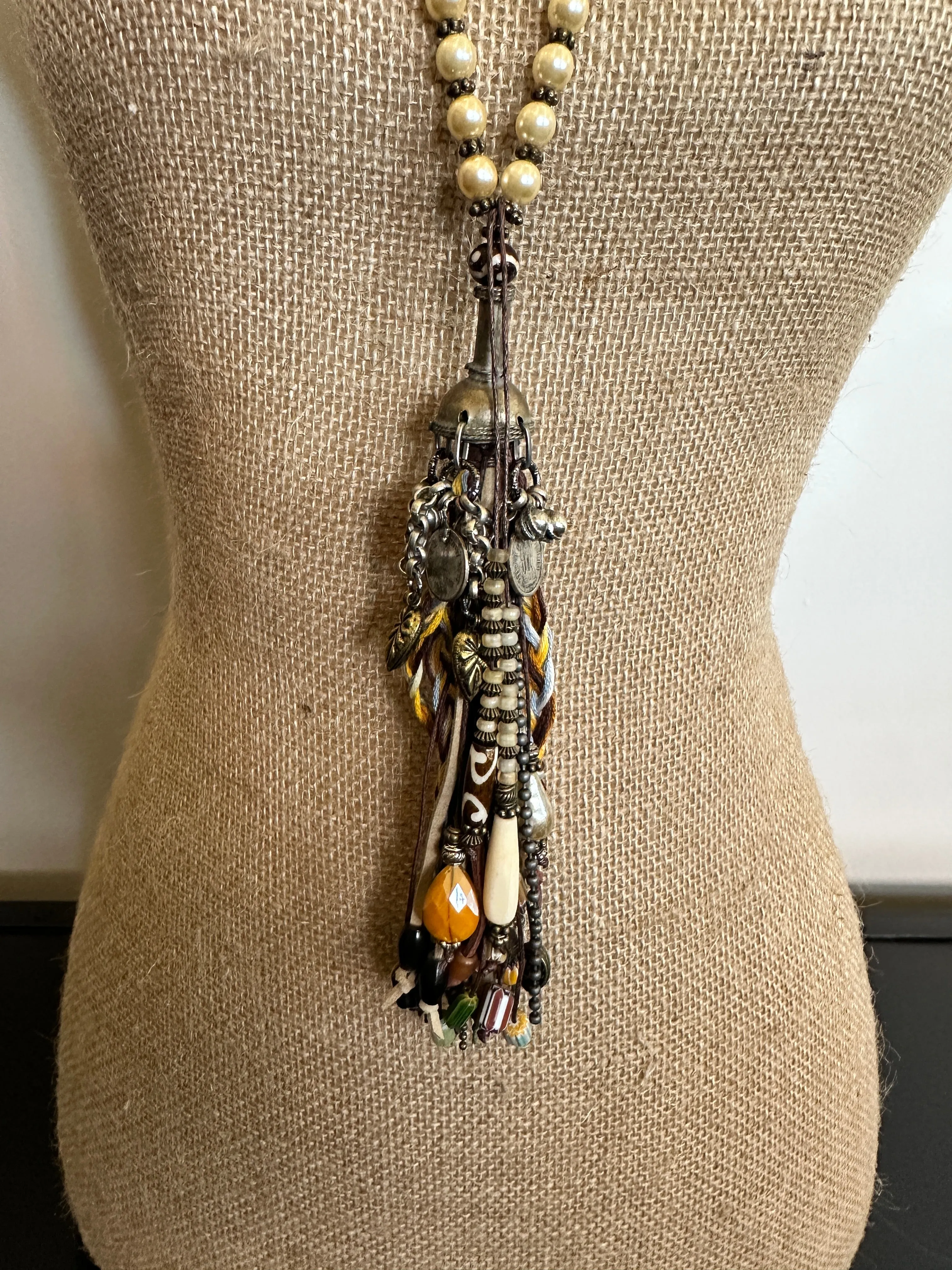 Pearl Strand with Multi Tassel - Amy Kaplan for Bourbon Cowgirl