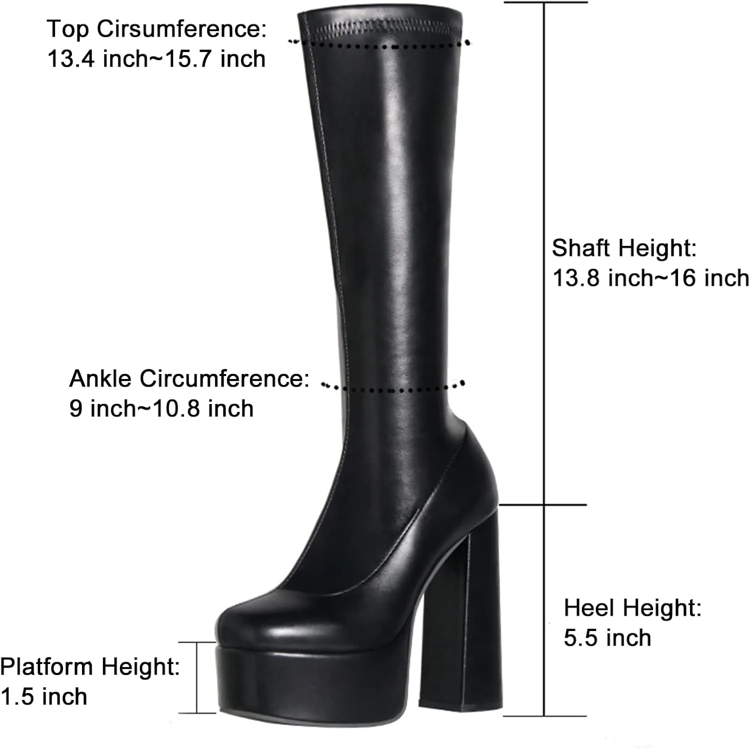 Platform Boots for Women Chunky Heel Over The Knee High Boots