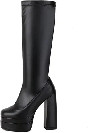 Platform Boots for Women Chunky Heel Over The Knee High Boots
