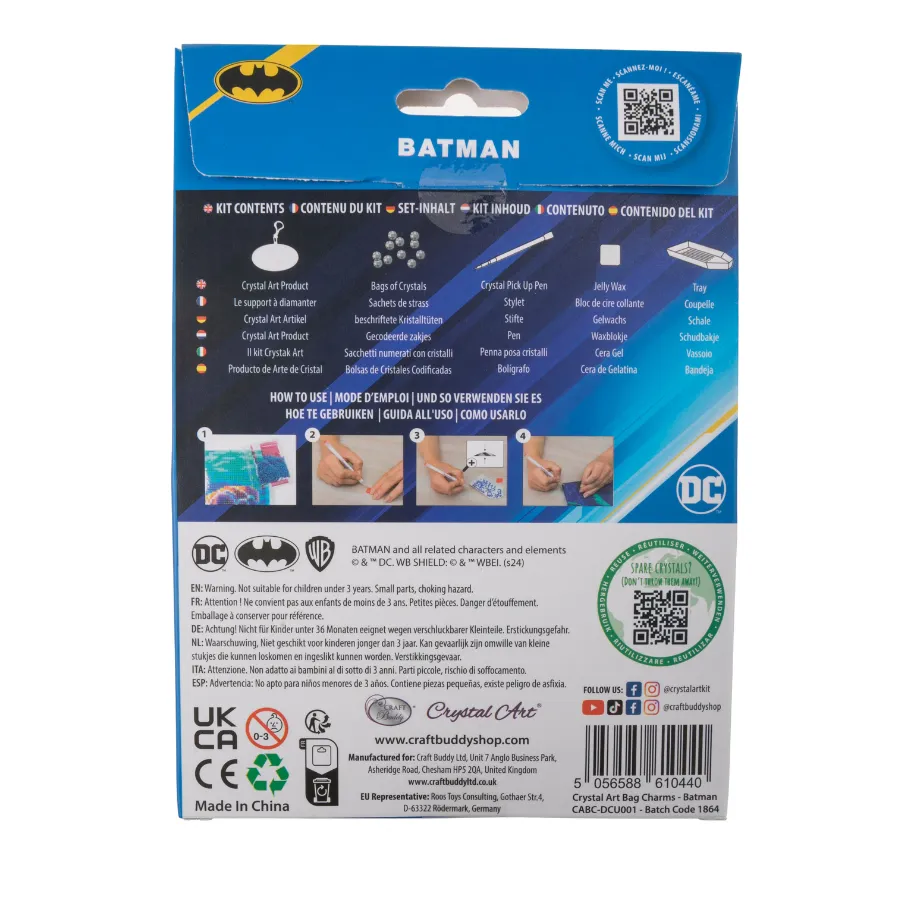 "Batman" Crystal Art Backpack Charm Kit DC
