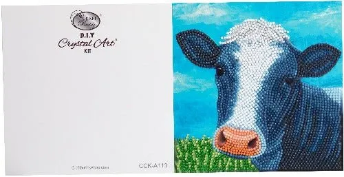 "Cute Cow" Crystal Art Card by Rachel Froud 18x18cm