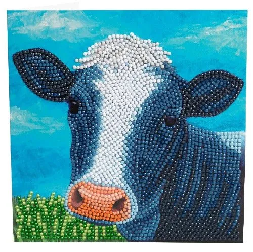 "Cute Cow" Crystal Art Card by Rachel Froud 18x18cm