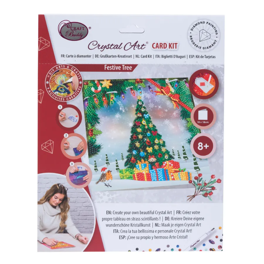 "Festive Tree" Crystal Art Card 18x18cm
