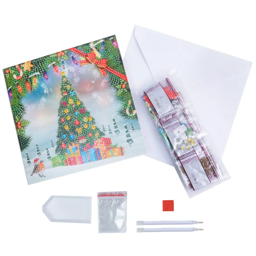 "Festive Tree" Crystal Art Card 18x18cm