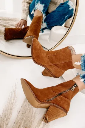 "Ramblin' Man" Faux Suede Studded Sole Booties (Rusty Brown)