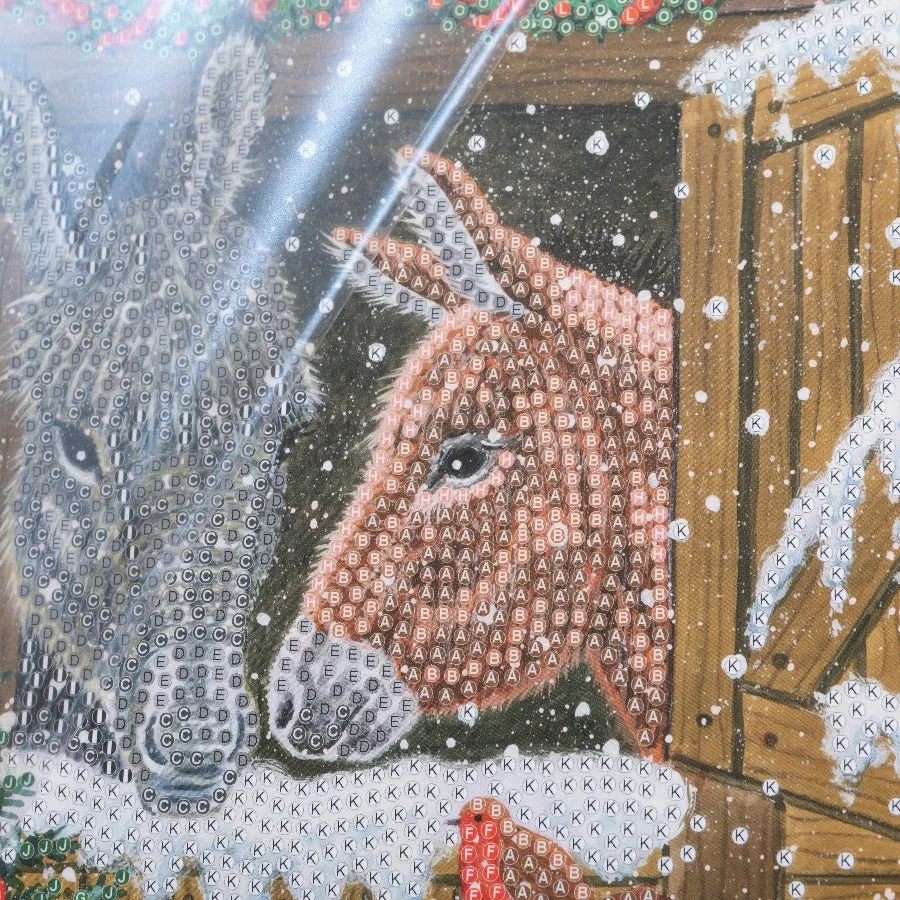 "Winter Donkeys" Crystal Art Card 18x18cm