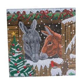 "Winter Donkeys" Crystal Art Card 18x18cm
