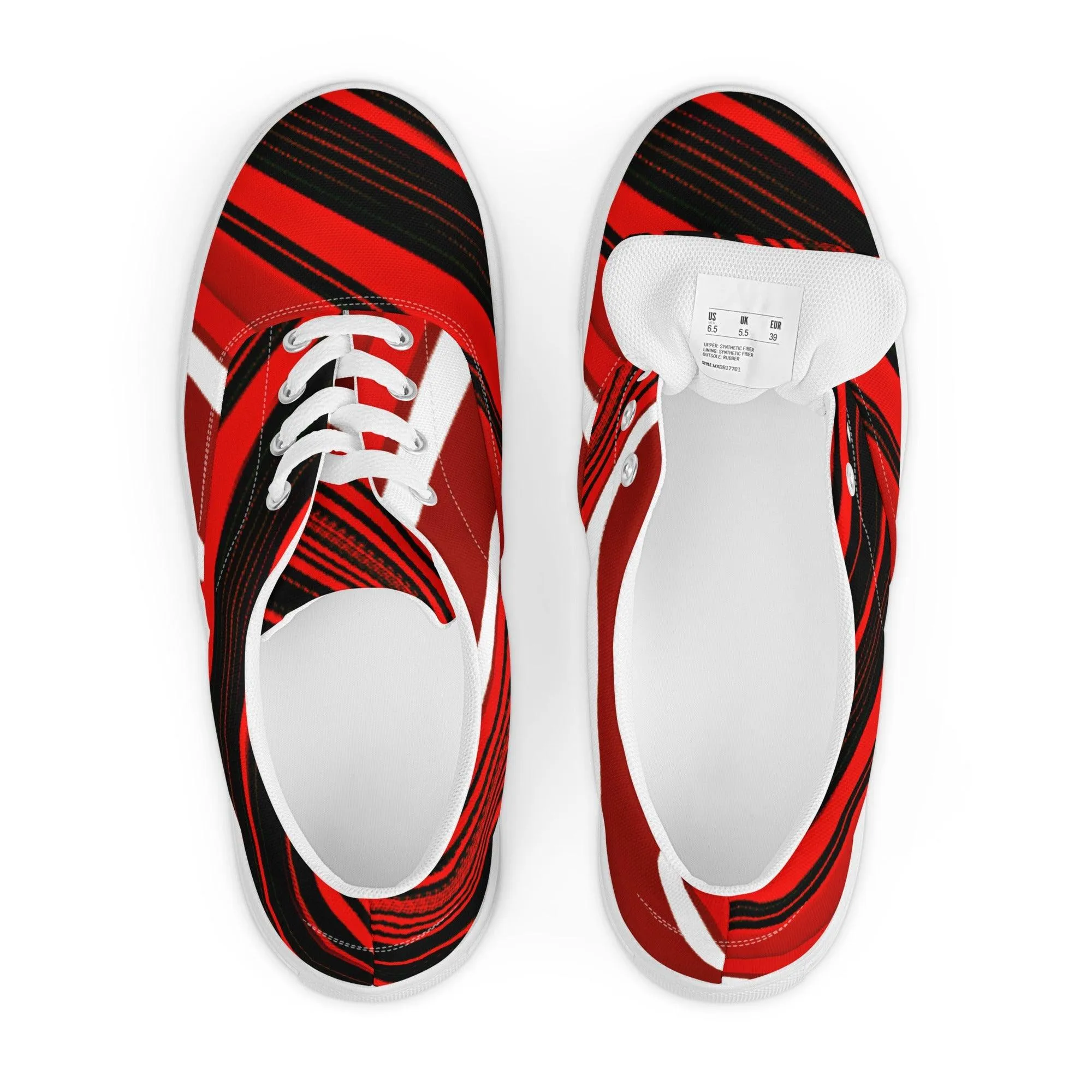 Red Sliced Women’s Lace-Up Canvas Shoes