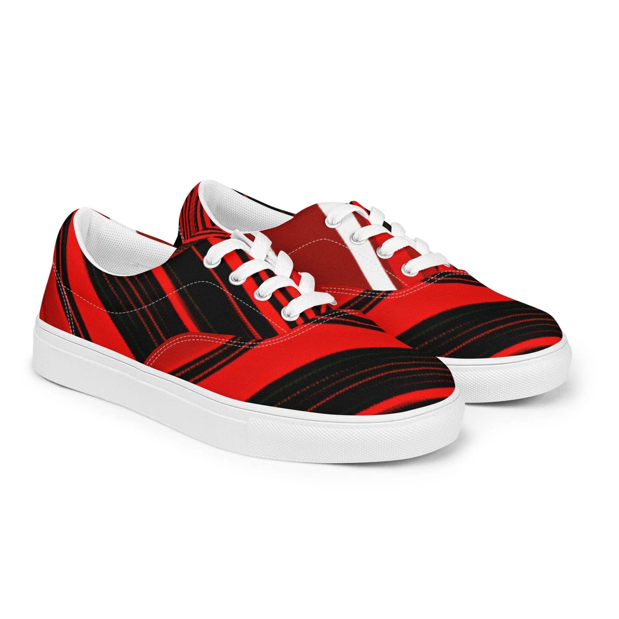 Red Sliced Women’s Lace-Up Canvas Shoes