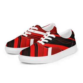 Red Sliced Women’s Lace-Up Canvas Shoes