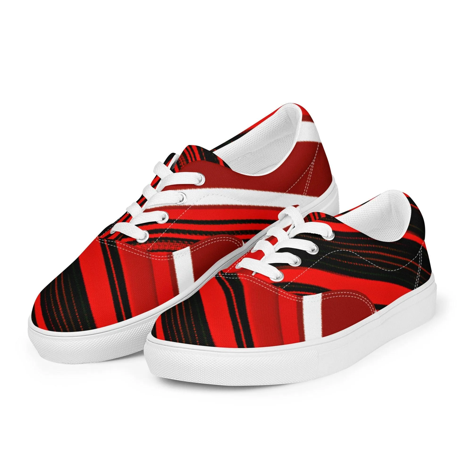 Red Sliced Women’s Lace-Up Canvas Shoes