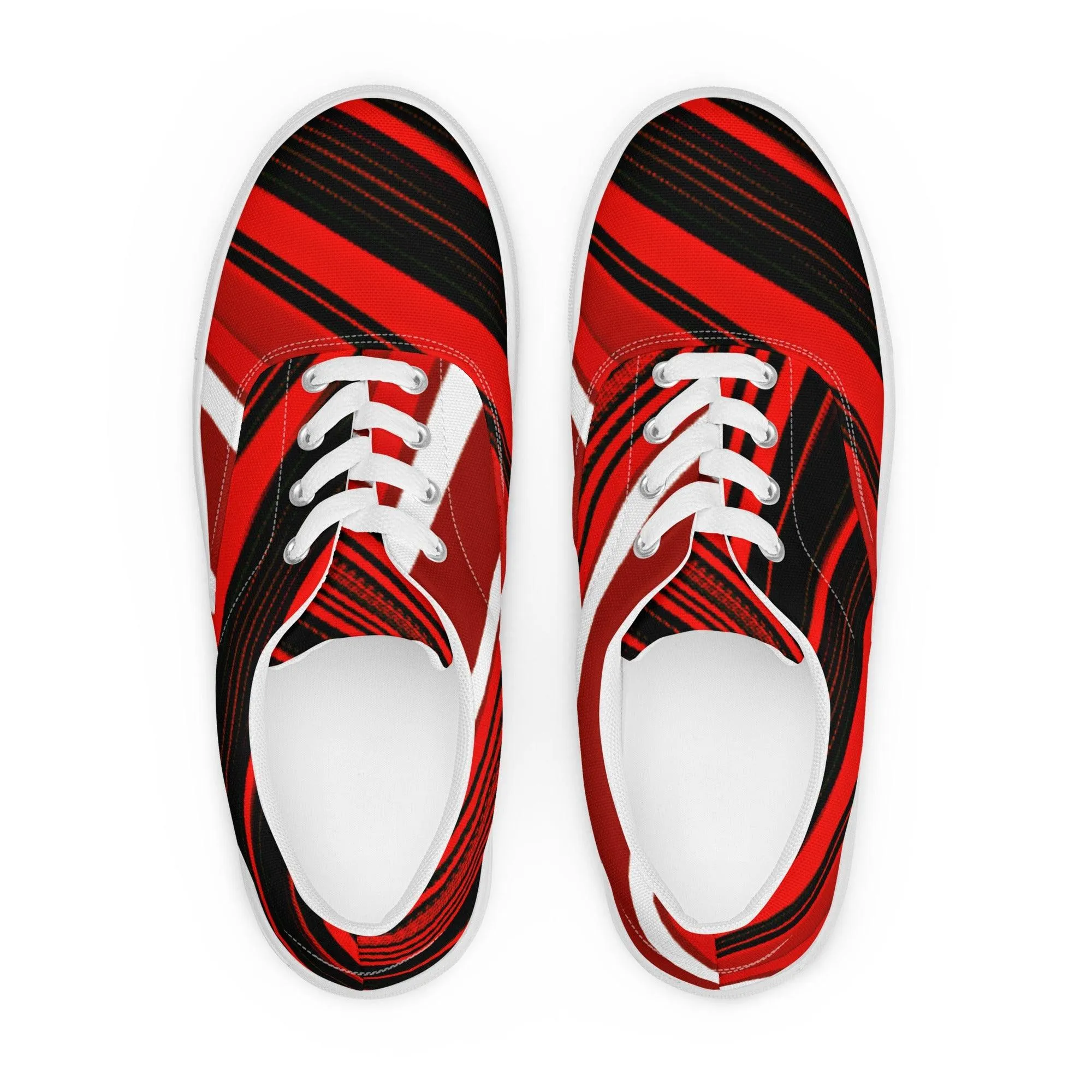 Red Sliced Women’s Lace-Up Canvas Shoes
