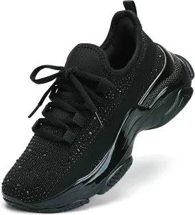 Running Shoes for Women Fashion Rhinestone Sneakers Womens Walking Shoes Comfortable Chunky Ladies Tennis Shoe