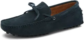 Shoes Smoking Loafer for Men Boat Shoes Genuine Leather Stitching Details Round Toe Suede Vamp Flat Heel Flexible Anti-Slip Resistant Driving Slip On (Color : Dark Green, Size : 11)
