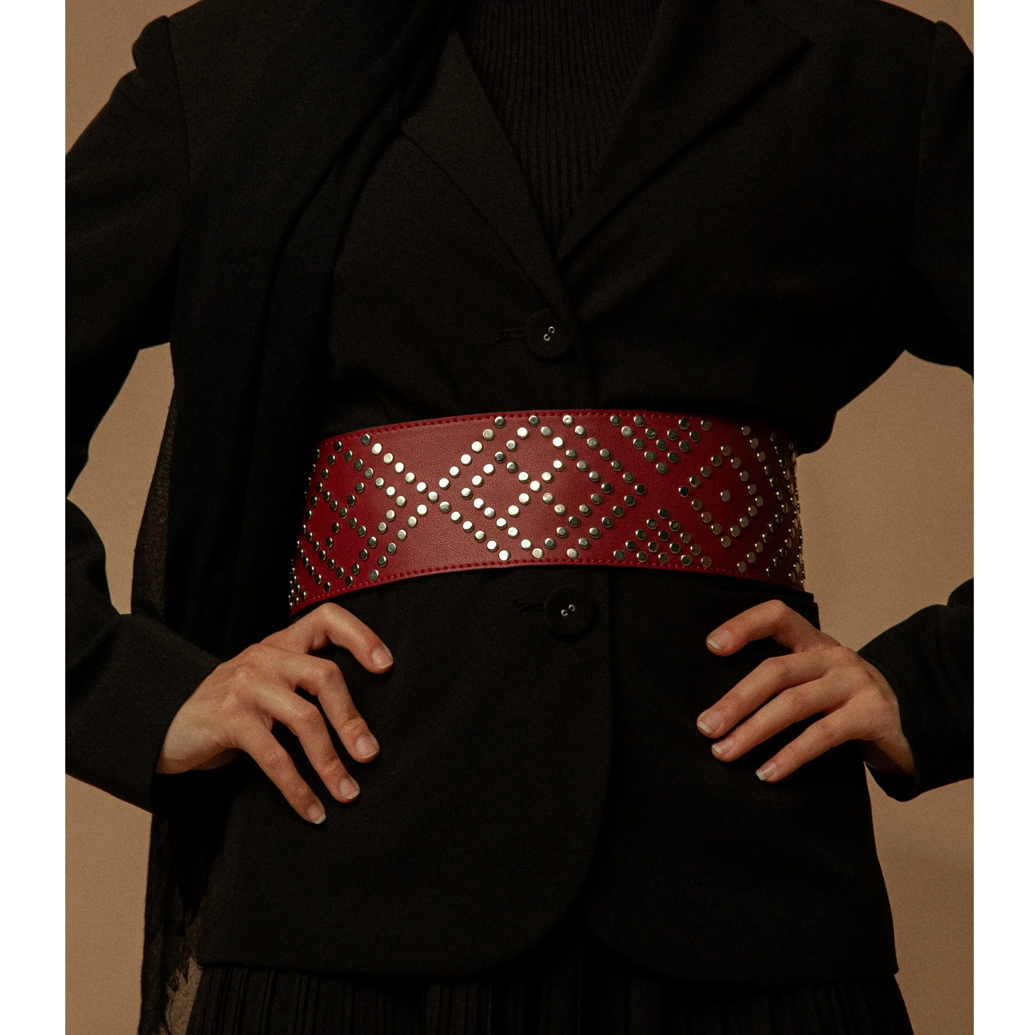 Studded Belt Burgundy