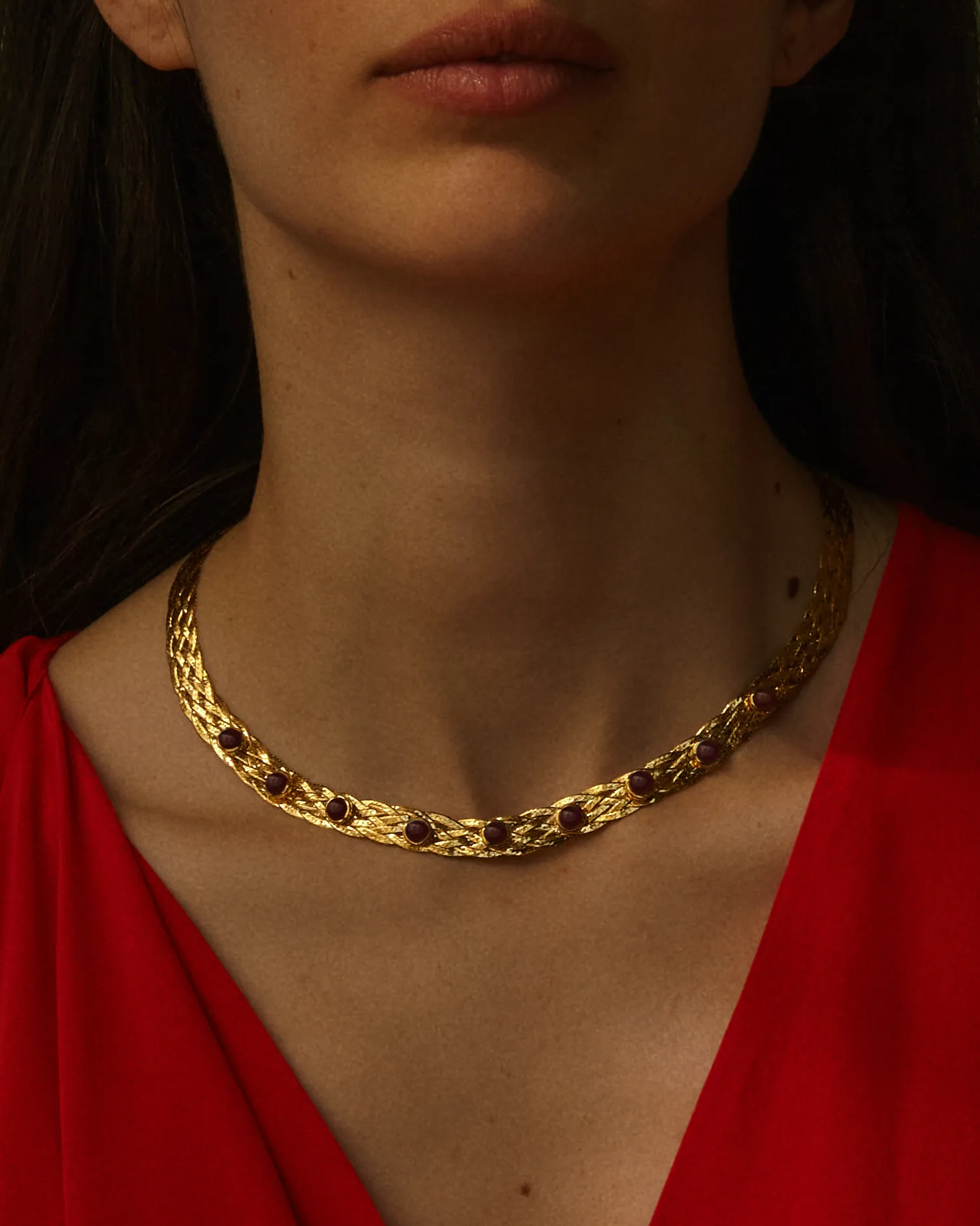 Studded Herringbone Carnelian