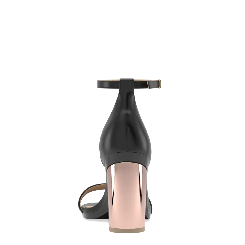 Rose Gold Metallic Pashionista Block Heel Kit in Coal Leather - Stylish and Chic
