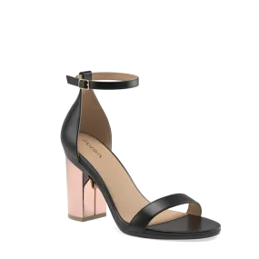 Rose Gold Metallic Pashionista Block Heel Kit in Coal Leather - Stylish and Chic