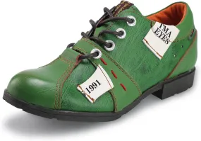 TMA EYES & MAiA Womens Handmade Stitching Shoes Leather Lace-up Low Heel Women Casual Shoes